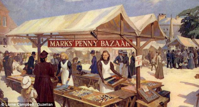 An artist's impression of the very first stall run by Michael Marks