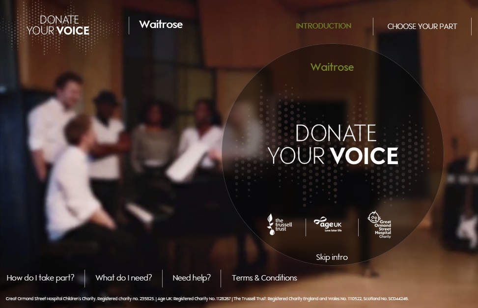 waitrose donate your voice